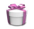 white gift with purple wrap - 3d made