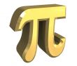 pi symbol in gold - 3d made