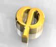 phi symbol in gold - 3d made