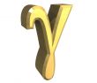 gamma symbol in gold - 3d made