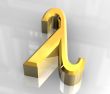 lambda symbol in gold - 3d made