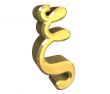 xi symbol in gold - 3d made