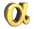 Alpha symbol in gold - 3d made