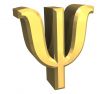 psi symbol in gold - 3d made