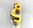 xi symbol in gold - 3d made