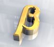 beta symbol in gold - 3d made