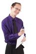 Businessman stapling the papers
