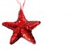 Red shiny Christmas star on white