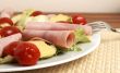 Fresh salad with cold meat, greens and peppers