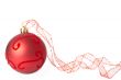 Red Christmas bauble with ribbon
