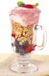 Healthy breakfast with muesli and yoghurt