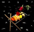 assorted sushi plate and rose