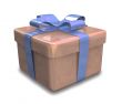brown gift with blue wrap - 3d made