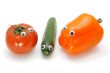 Funny tomato, cucumber and bellpepper with eyes