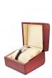 female silver watch in a wood gift box