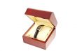 female silver watch in a wood box