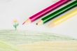 Children`s drawing and pencils