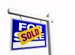 Blue Sold For Sale Real Estate Sign on White.