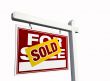 Red Sold For Sale Real Estate Sign on White.