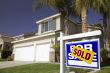 Blue Sold For Sale Real Estate Sign and House