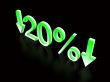 20 percent down green on black
