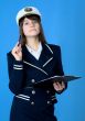 Girl in sea uniform with tablet