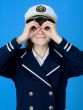 Girl in a sea uniform emits binoculars