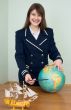 Woman in a sea uniform with the globe