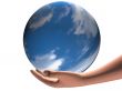 hand holding world sphere
