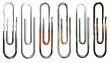 metallic, chrome, silver paperclips isolated over white