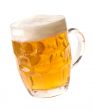Alcohol light beer mug with froth and bubbles