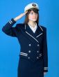 Girl in a sea uniform salutes