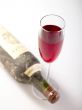 Old Red. The bottle of old red wine and glass