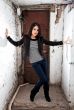 Girl holding white walls