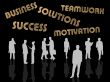 business people with slogan