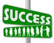 business people and slogan street sign