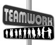 business people and slogan street sign