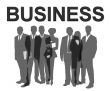 business people with slogan
