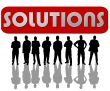 business people with slogan