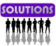 business people with slogan