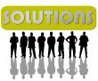 business people with slogan