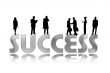 business people with slogan