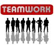 business people with slogan
