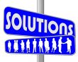 business people with slogan