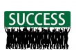 business people with slogan