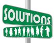 business people and slogan street sign