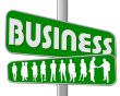 business people and slogan street sign