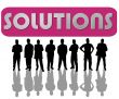 business people with slogan
