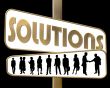 business people and slogan road sign gold