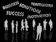 business people with slogan